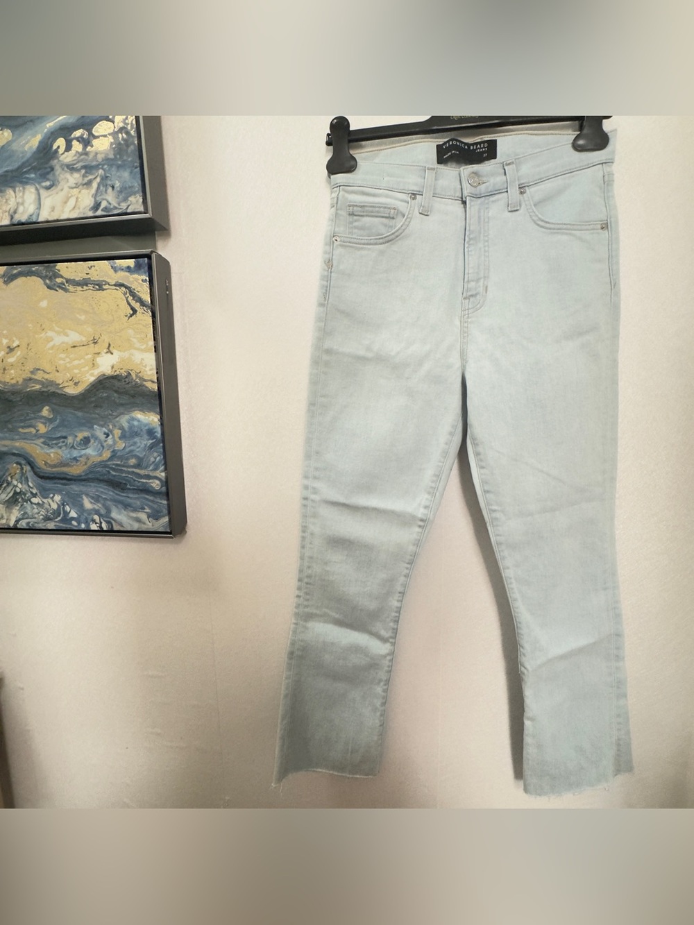 Veronica Beard Light Wash Skinny Jeans Raw Hem Size 27